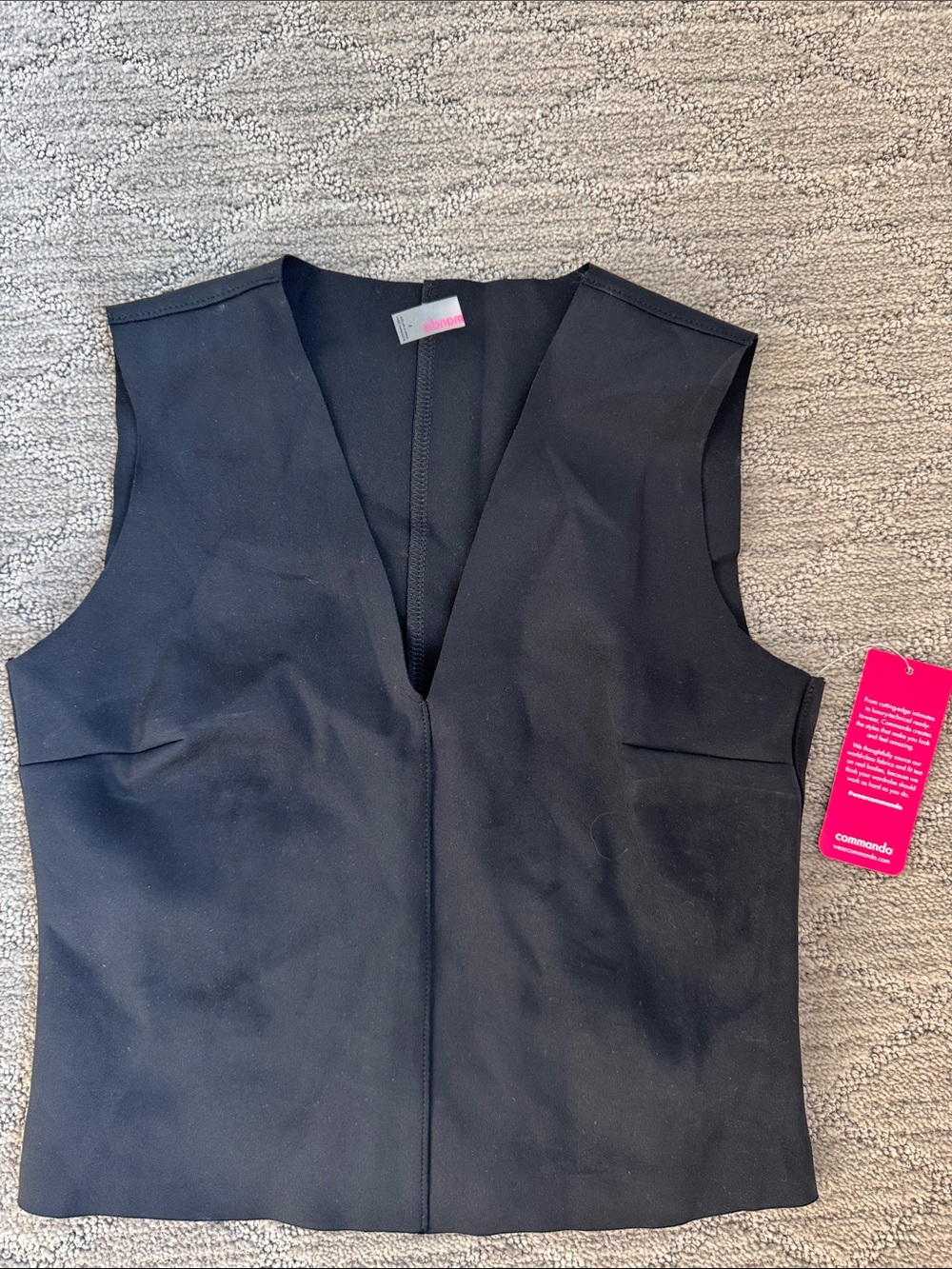 Commando Black V-Neck Sleeveless Top with Tailored Seams
